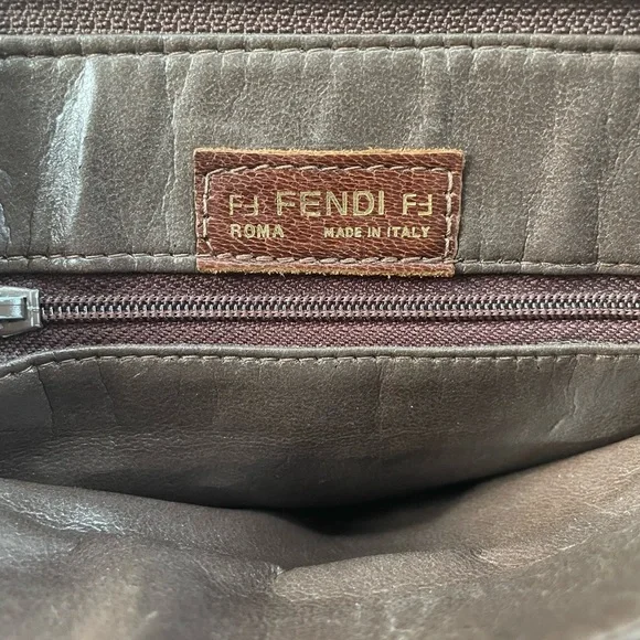 Vintage Fendi Brown Leather Woven Crossbody Bag - Picture 7 of 9
